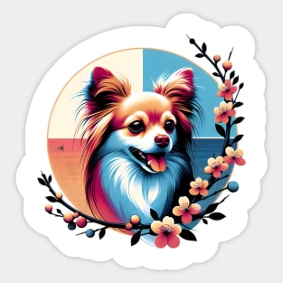 Joyful Russian Toy Amidst Spring's Cherry Blossoms Sticker